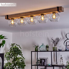 5-flammige Decken Leuchte Glas Klar Holz Flur Wohn Schlaf Ess Zimmer Raum Lampe