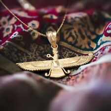 Halskette mit Anhänger 10 Karat Gelbgold Faravahar Unisex