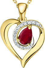 Damen Herzkette Echter Rubin