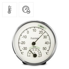 Hama Thermometer Hygrometer Analog Temperatur Raumklima Innen 12,5 cm Edelstahl