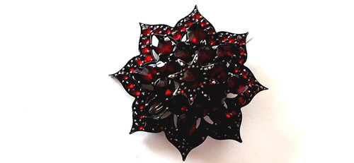Jugendstil brosche granat - °,