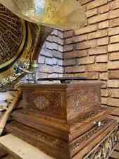 HMV Grammophon voll funktionsfähig funktionstüchtig antik Aufzieh Plattenspie...