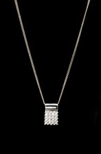 585/- 14 KT Weißgold Kette mit Anhänger mit Zirkonia, 45 cm lang, guter Zustand 