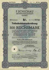 F. Schichau Elbing Elblag Preußen 1943 Bremerhaven Danzig Weser 500 RM - Lit.  J