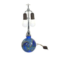 WMF Ikora Lampen aus hellblau unterfangenem Glas mit Einschmelzungen, um 1930