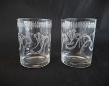 2 Biedermeier Bechergläser rundum Schliffdekor um 1840