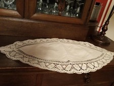 Spitzen Tischdecke Deckchen  Weiß 63cm x 31 cm 1920 Handarbeit Antik ohne Fehler