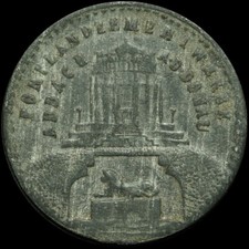 NOTGELD: 10 Pfennig. "BEFREIUNGSHALLE". PORTLAND-ZEMENTWERKE BAD ABBACH / BAYERN