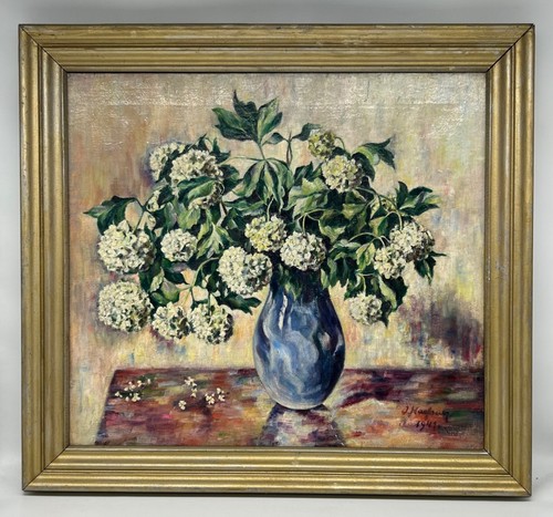 ölbild stillleben mit blumen - stillleben,