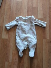 Strampler Baby 50 1 Monat Beige Weiß Katze Plüsch Italienisch Baum wollmischung 