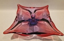 B6-AG MID CENTURY DESIGN BOHEMIA FLORALE MURANOGLAS MURANO SCHALE BLAU ROSA