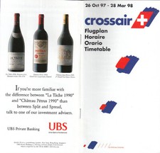 [e83] Flugplan / Timetable - Crossair - Winter - 1997 / 1998