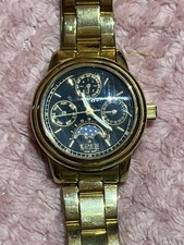 EDEN Armbanduhr Goldfarbend Quarz Blaues Ziffernbalatt