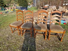 4 schwere Eichenstühle Massiv mit Sprossenrücken gedrechselten Beinen NP  1000 €