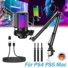 RGB Gaming Mikrofon PC Set mit Arm USB Microphone mit Mikrofonstativ Pop-Filter