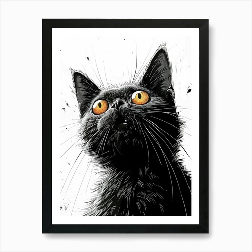 Schwarze katze kunstdruck - 2,