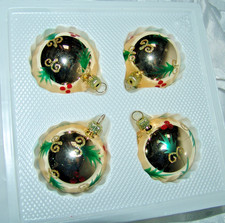 Traumhafte Christbaumkugeln Inge Glas Kugeln gold Bemalung+Glitzer 4 St, 6 cm