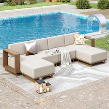 Poly Rattan Sitzgruppe 6 Personen Sitzgarnitur Gartenmöbel Set Balkon Terrasse