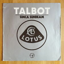 Lotus Talbot Simca Sunbeam - Original Werbeprospekt aus dem Jahr 1979 - Rarität