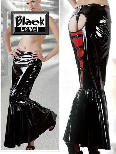 Damen lack rock schwarz - schwarz, rot
