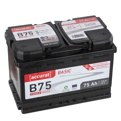 Accurat 12v 75ah autobatterie - 12v,