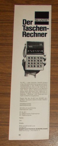 Seltene werbung sharp 811 - werbung, el-811