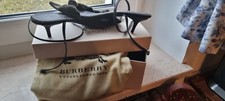 Damen Burberry Sandalette Slingpumps samt schwarz 40,5