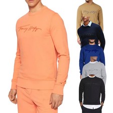 TOMMY HILFIGER Herren Sweatshirt Signature Embossed Logo Fleecepullover Rundhals