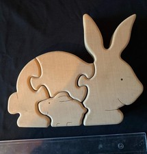 Puzzle aus Holz - OSTERHASE - echte Handarbeit - Dekoration unbehandelt