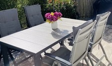 Sitzgruppe 4 Personen Aluminium Gartenmöbel Tisch Stühle Terrasse Stuhl. Wie Neu