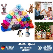 Filzwolle Set 38 Farben für Trockenfilzen Nassfilzen Basteln DIY Kreativprojekte