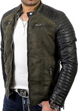 Redbridge Herren Übergangsjacke Bikerjacke Lederjacke Kunstleder Gestepp Größe S