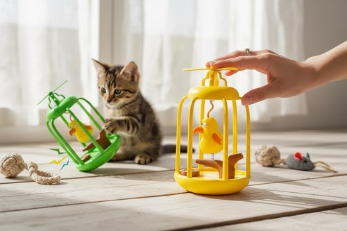 Interactive birdcage cat toy - interactive,