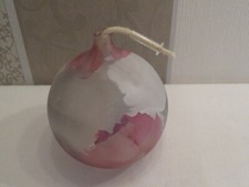 vintage schöne Öllampe rosa/grau mit Docht Kugel Glas Leuchte Höhe ca 13 cm