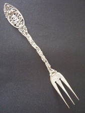 Vorleger Silbergabel 800 Jugendstil Historismus 22,2cm Prunk Gabel Fisch Fleisch