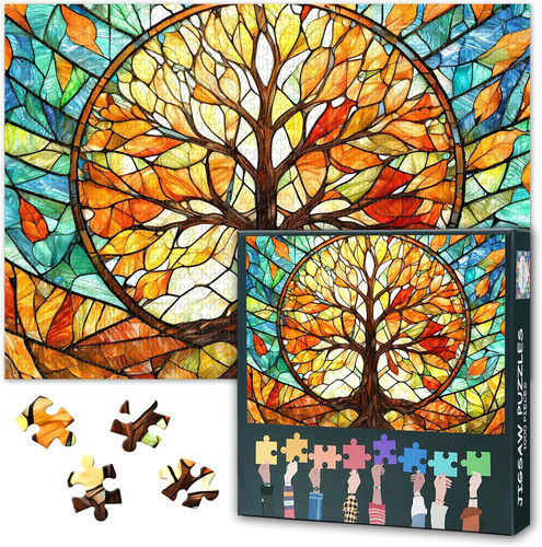 Abstraktes buntglas puzzle - abstraktes, buntglas-puzzle