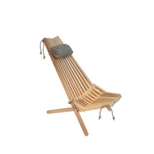 EcoFurn EcoChair Skandinavischer Gartenstuhl Holz Erle Natur mit Nackenkissen