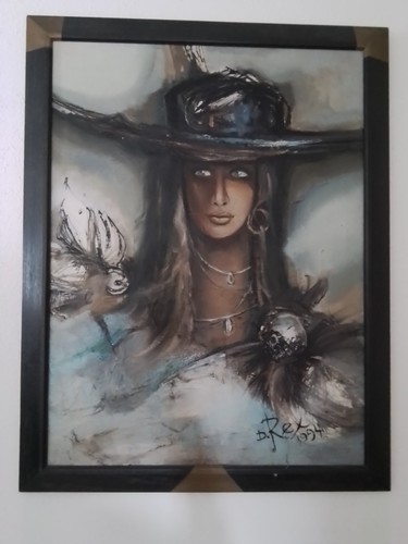 ölbild auf leinwand mit - auf,
