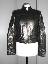 Live&Love glamouröse  LACHS-LEDER- grau-silber Damen-Jacke  Leder neu! Gr. S 36