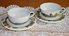 2-er Set Arzberg Teetassen mit Untertassen * Künstler-Dekor  handbemalt signiert