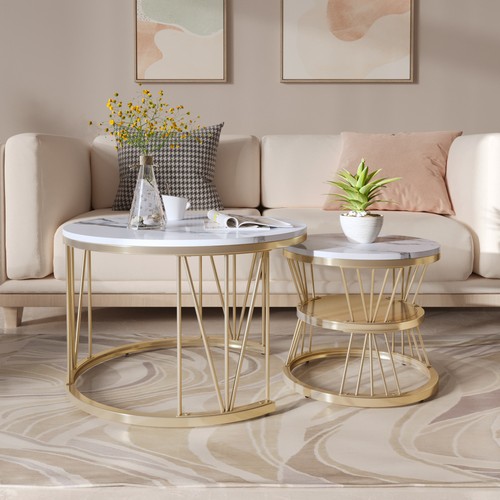 Couchtisch rund 2er - 2er, marmor