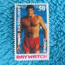 DAVID HASSELHOFF Briefmarke Stamp BRAVO Baywatch
