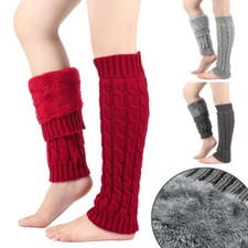 Damen Winter Strick Legwarmer Gefütterte Beinstulpen Lang Beinwärmer Strümpfe.