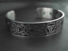 Armreif Edelstahl Magnet Armband Triquetra Wolf Fenris Herren Wikinger Biker A21