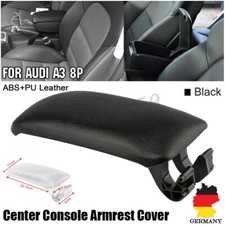 Für 2003–2012 Audi A3 8P Schwarz Mittelarmlehne Deckel Abdeckung Klappe PU Leder