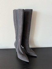 Schöne Damen Stiefel von DOLCE & GABBANA - Gr. 37 - Grau / Wildleder - neuwertig
