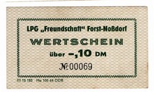 Wertschein LPG Freundschaft Forst Nossdorf 0,10 DM x