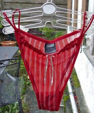 Dessous Damen Tanga Slip mit Spitze Rot Weiß gestreift  * Schiesser Gr. 42 XL