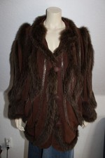 Echt-Pelzjacke Damen Blaufuchs mit Wildleder Mix Pelzjacke Vintage 40 42 44