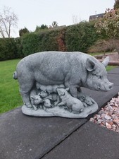 Steinfigur Schwein Ferkel  Sau
